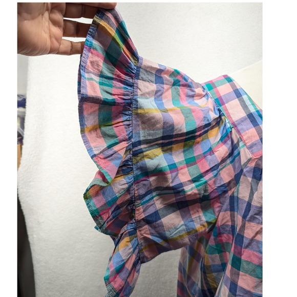 Terra & Sky Women's Plaid Ruffle Sleeve Square Neck Blouse Multicolor 0X 14W - Picture 10 of 10